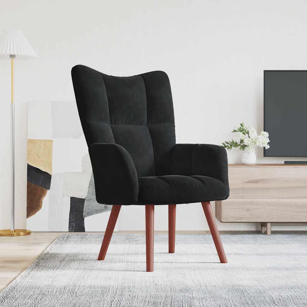 Lounge chair, black, velvet