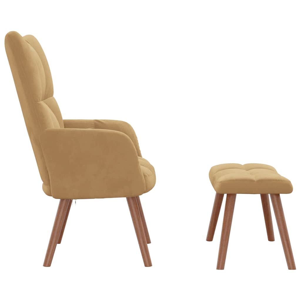 Recliner with footrest, brown, velvet
