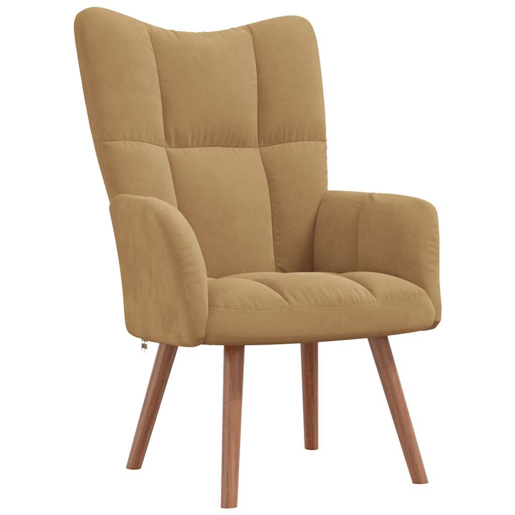 Recliner with footrest, brown, velvet
