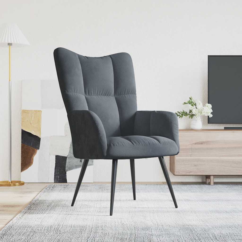 Recliner, dark grey, velvet