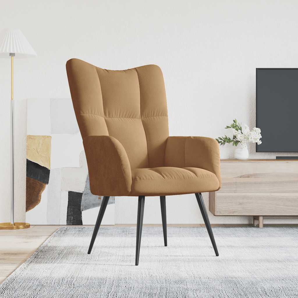 Lounge chair, brown, velvet