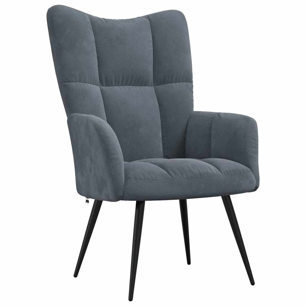 Recliner with footstool, dark grey, velvet
