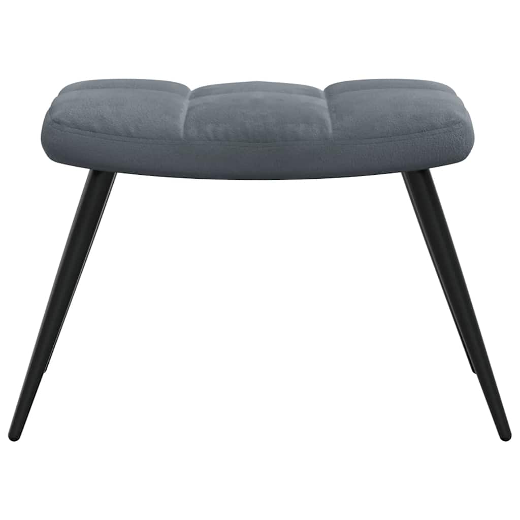Recliner with footstool, dark grey, velvet