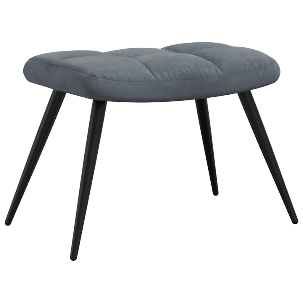 Recliner with footstool, dark grey, velvet