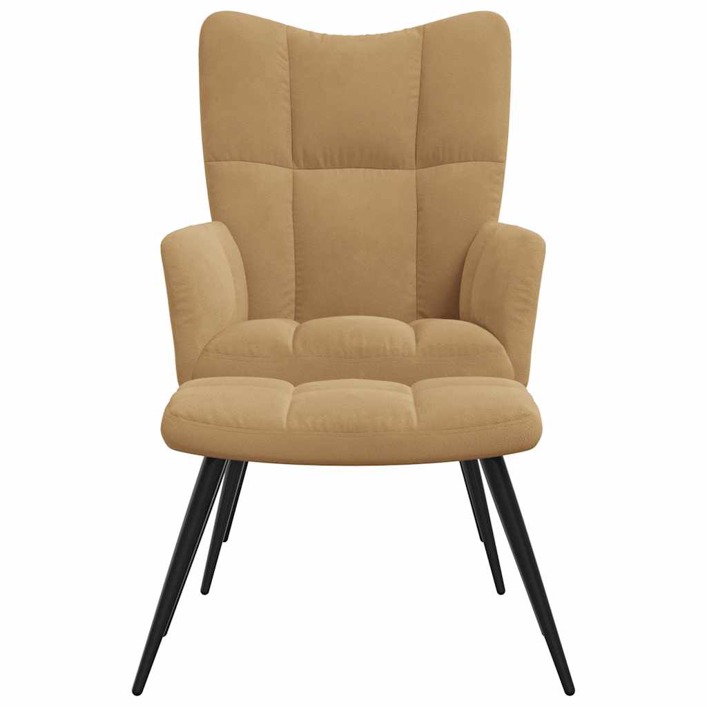 Recliner with footrest, brown, velvet