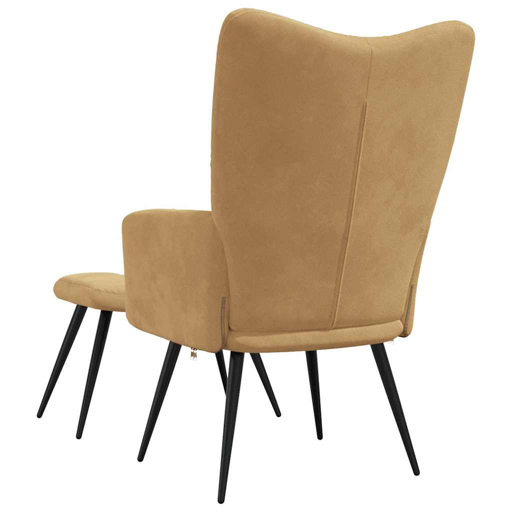 Recliner with footrest, brown, velvet
