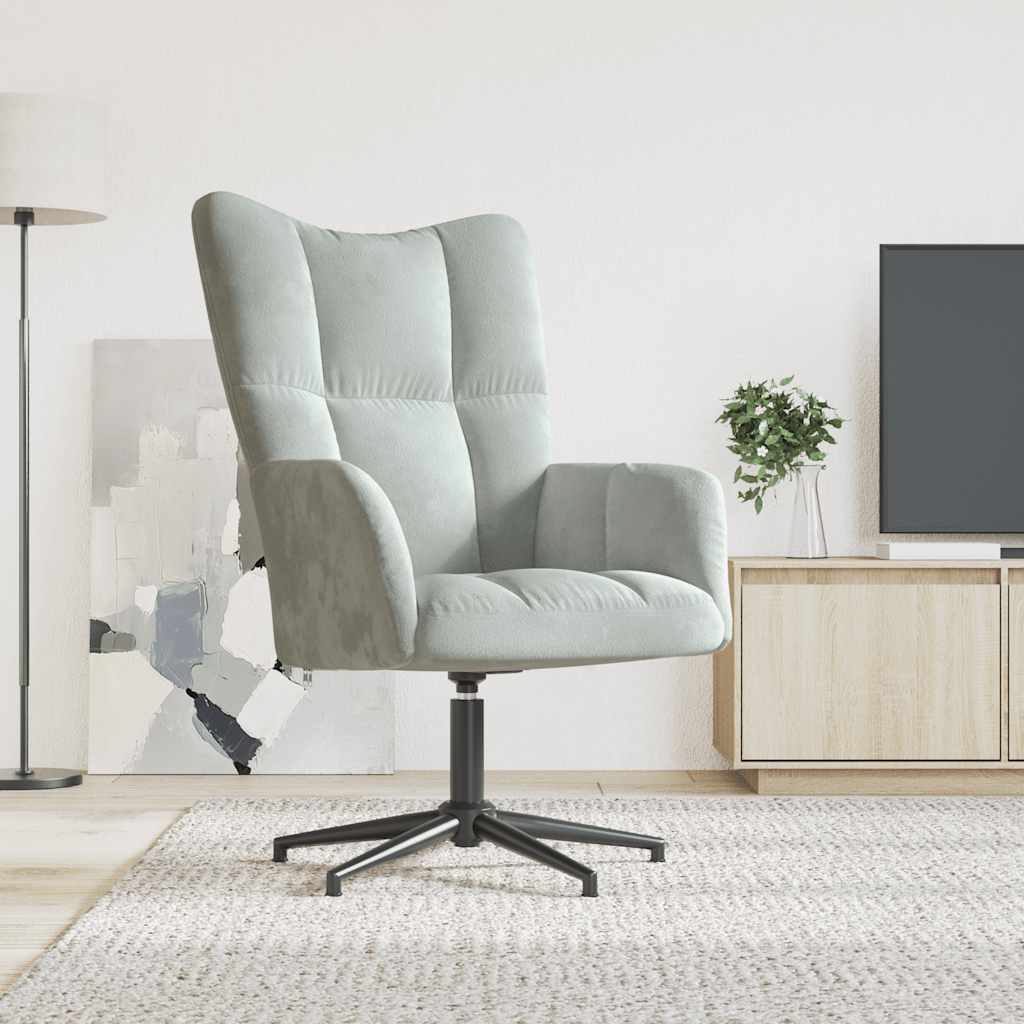 Lounge chair, light grey, velvet