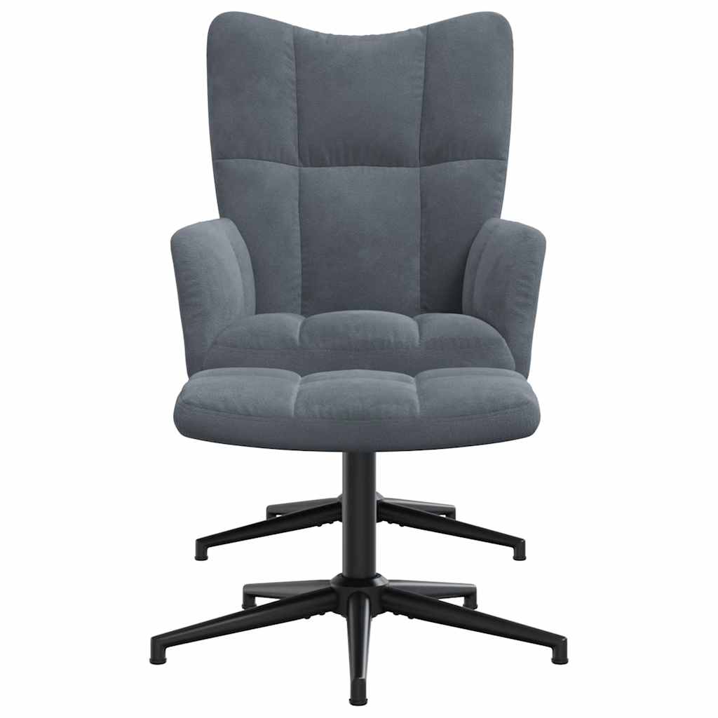 Recliner with footstool, dark grey, velvet