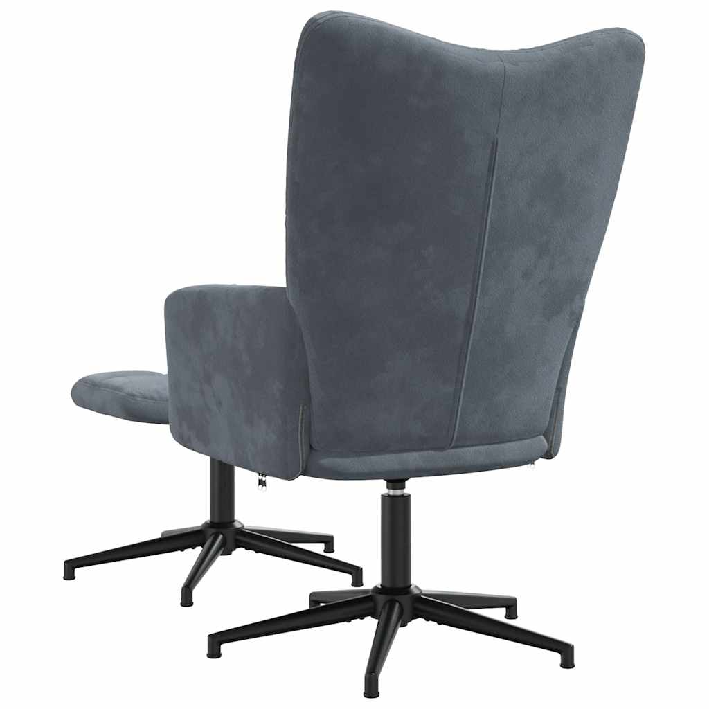 Recliner with footstool, dark grey, velvet