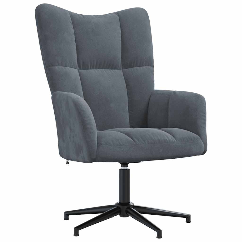 Recliner with footstool, dark grey, velvet