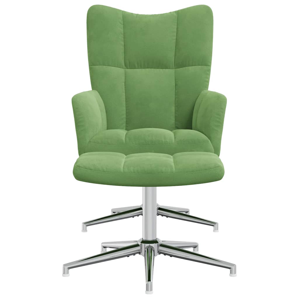 Recliner with footrest, light green, velvet