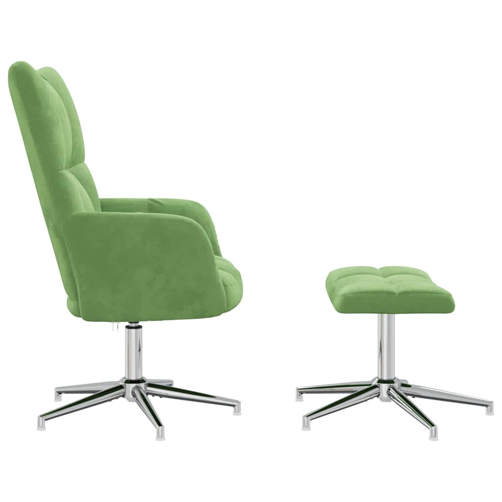 Recliner with footrest, light green, velvet