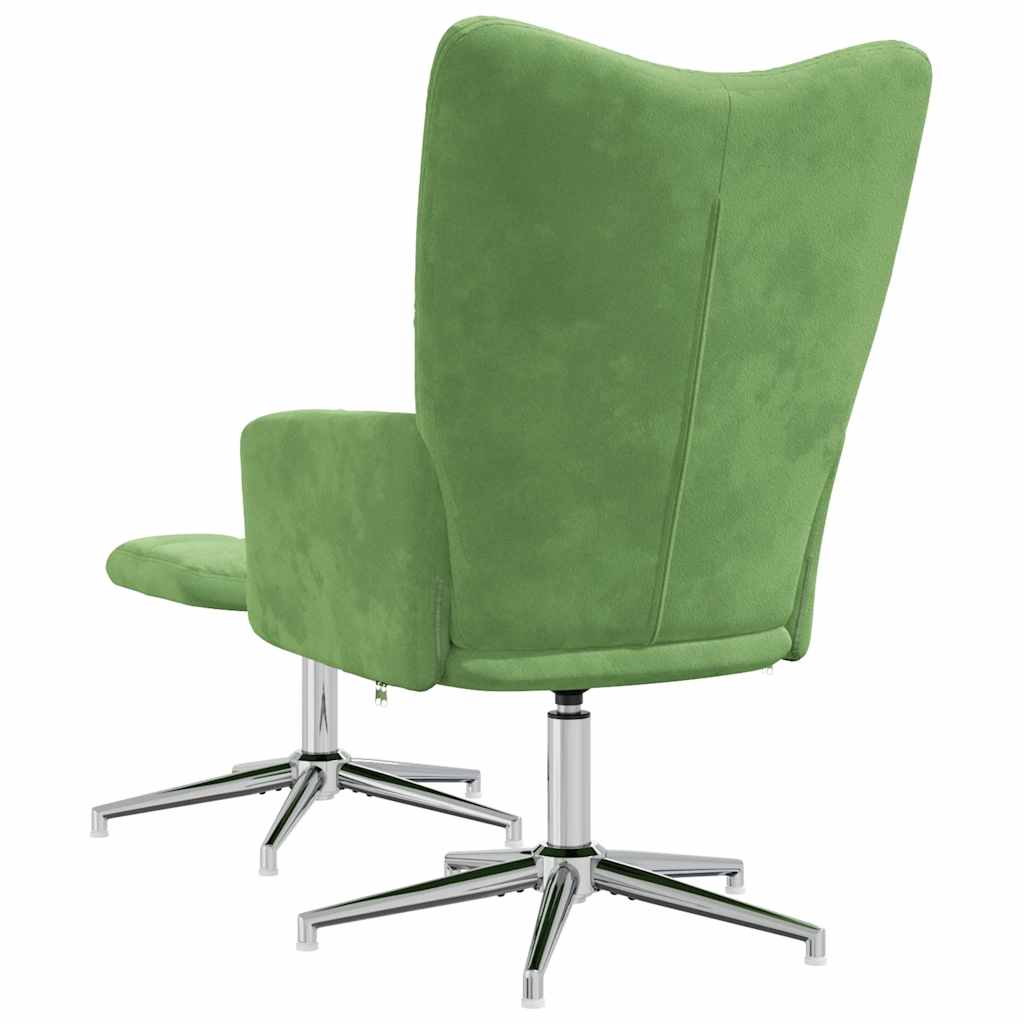Recliner with footrest, light green, velvet
