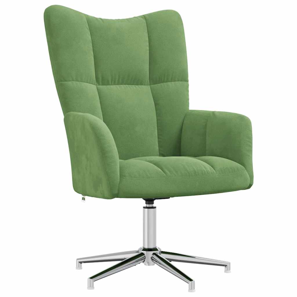 Recliner with footrest, light green, velvet