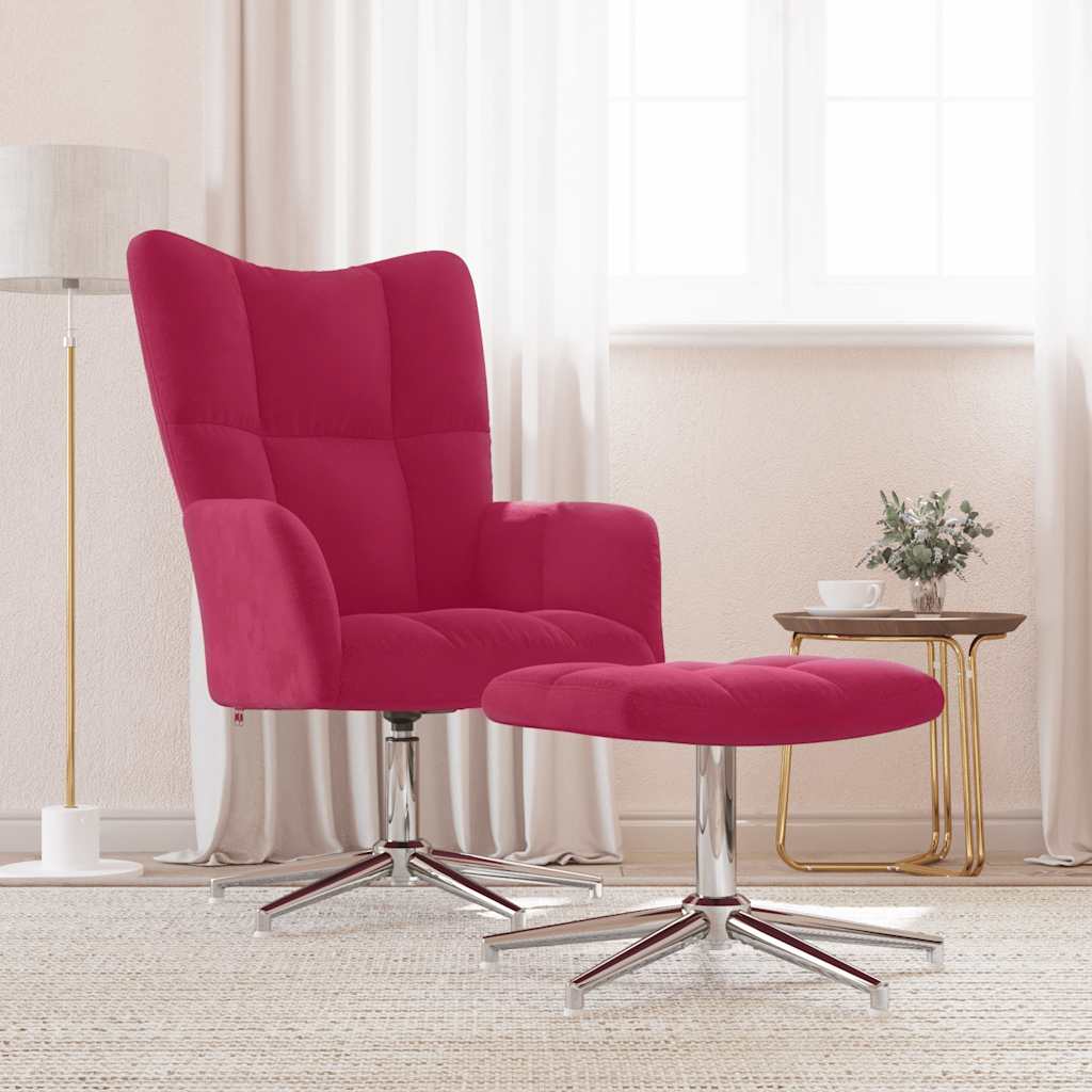 Recliner with footrest, burgundy, velvet