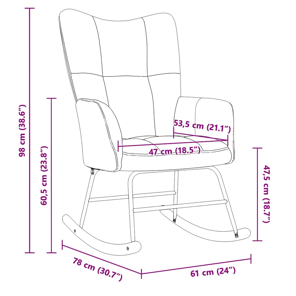Rocking chair, dark green, velvet