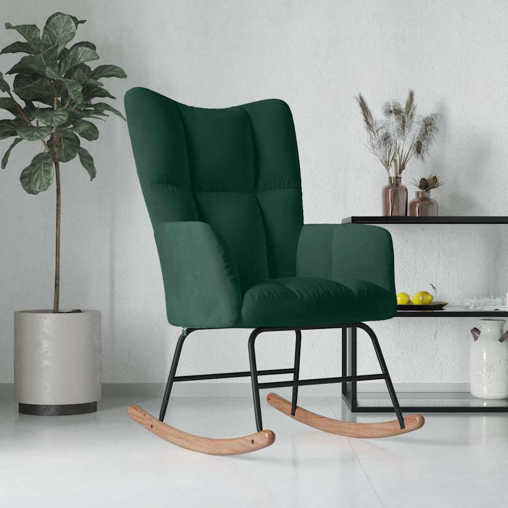 Rocking chair, dark green, velvet
