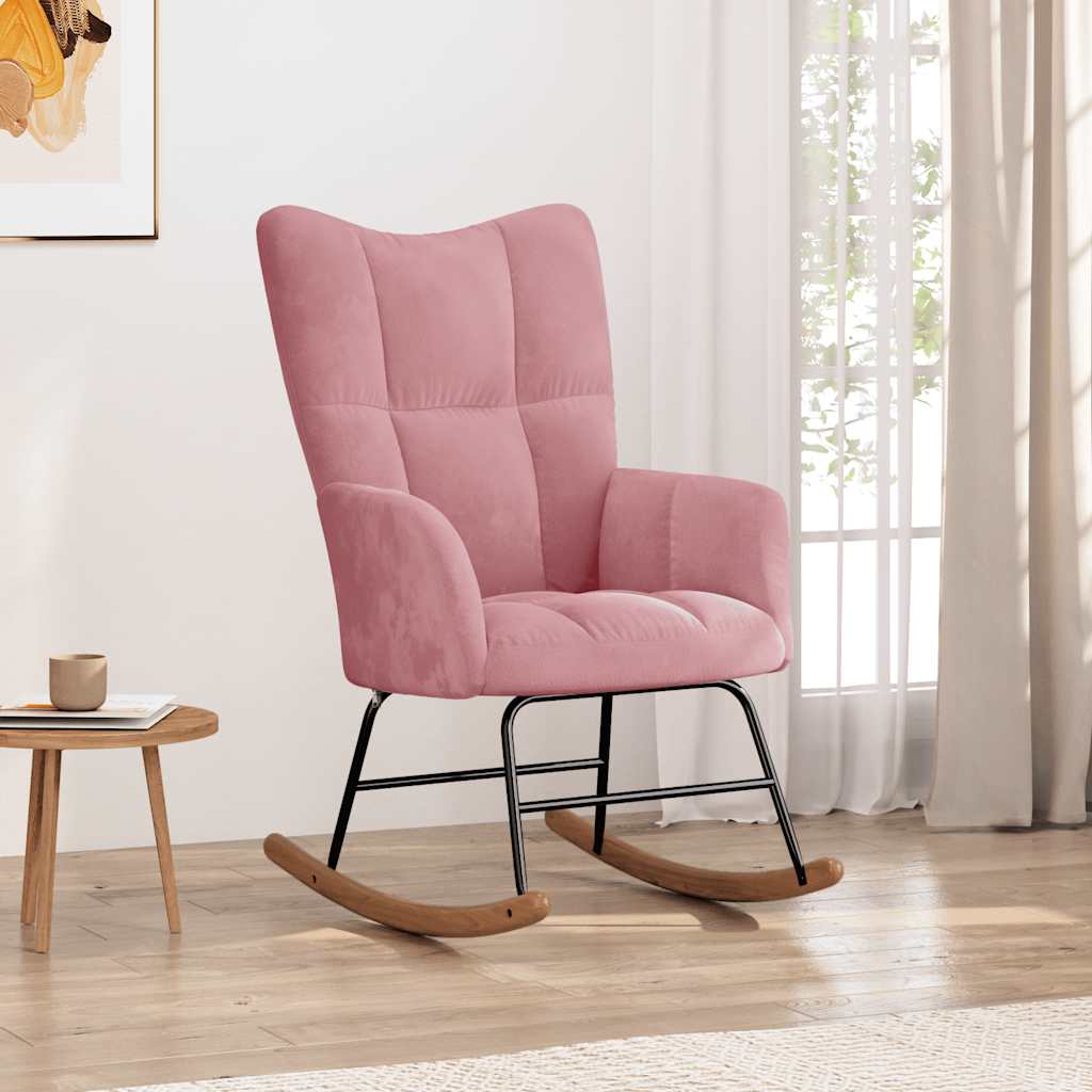 Rocking chair, pink, velvet