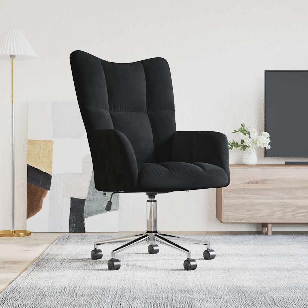 Lounge chair, black, velvet