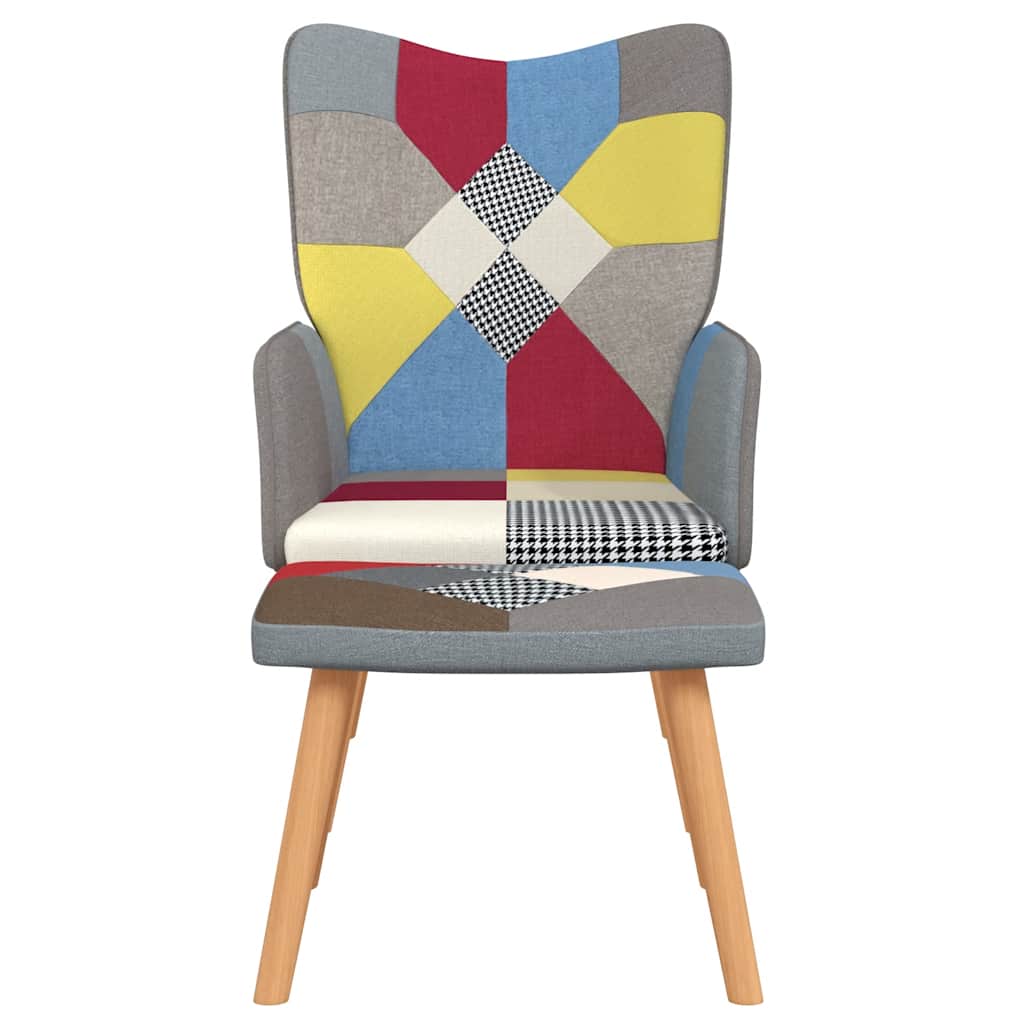 Recliner with footrest, fabric, patchwork design