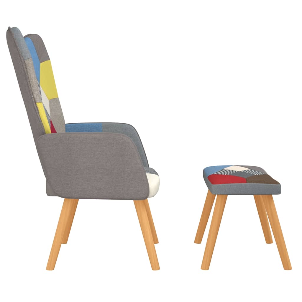 Recliner with footrest, fabric, patchwork design