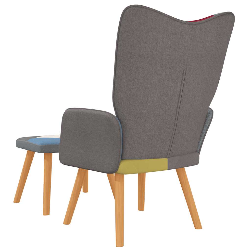 Recliner with footrest, fabric, patchwork design