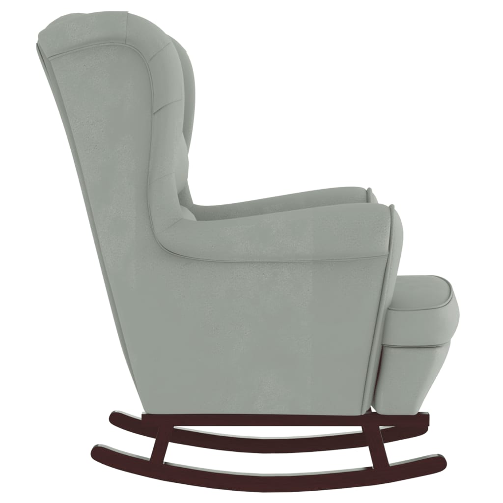 Armchair with rubberwood legs, grey, velvet