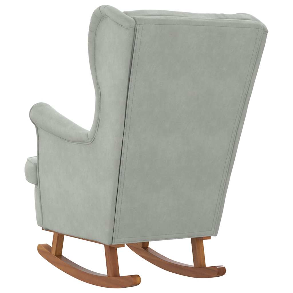 Armchair with rubberwood legs, grey, velvet