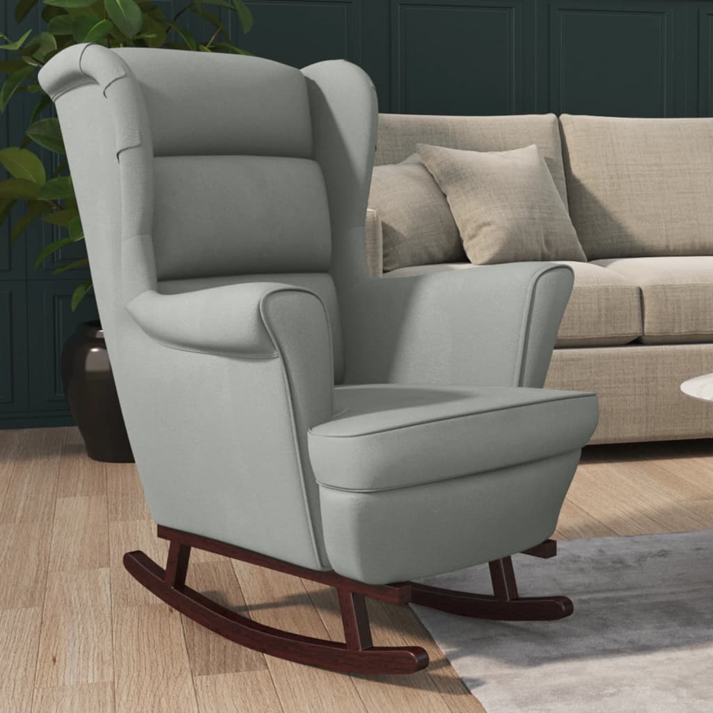 Armchair with rubberwood legs, grey, velvet