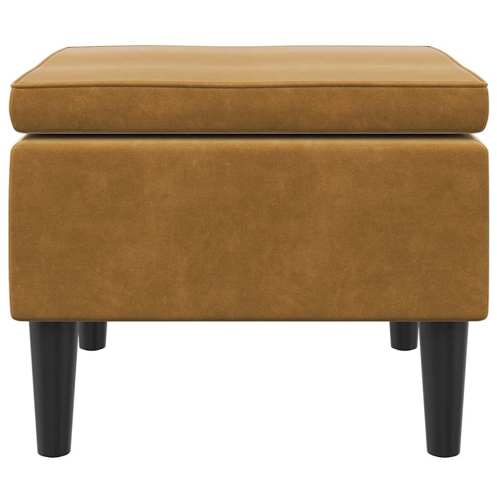 Stool with wooden legs, brown, velvet
