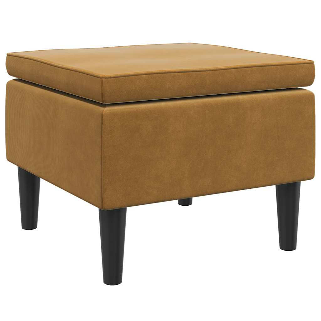 Stool with wooden legs, brown, velvet
