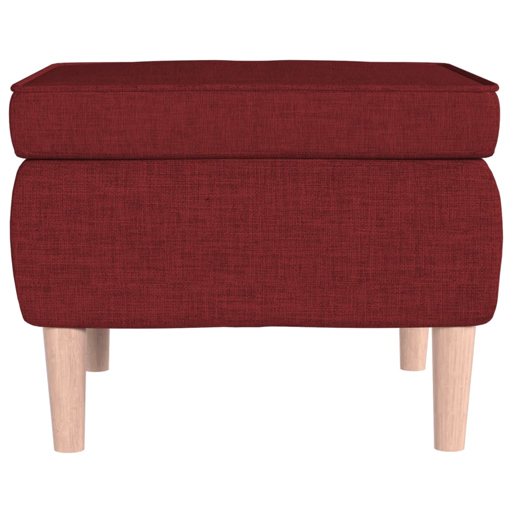 Stool with wooden legs, burgundy, fabric