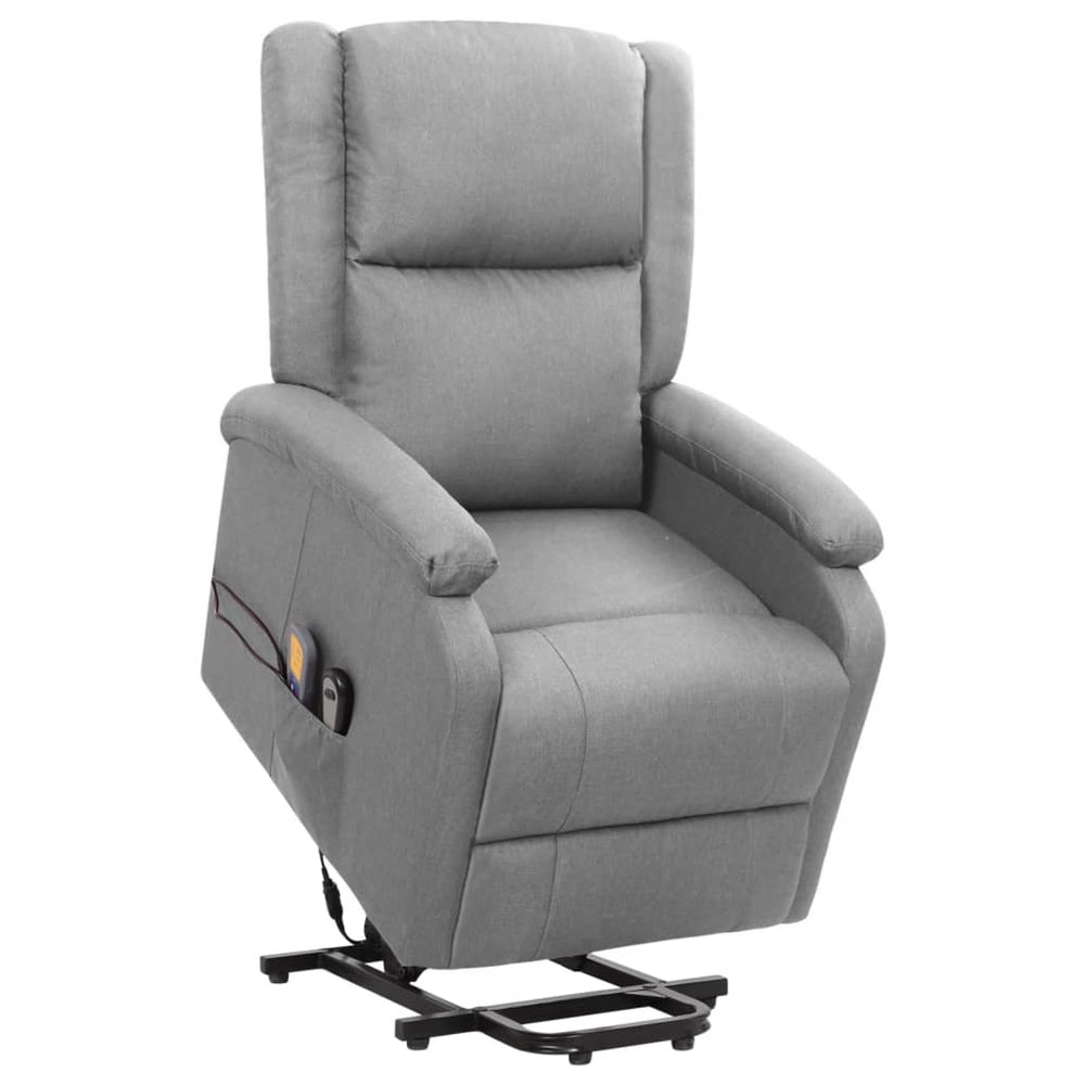 Reclining Massage Chair, Light Grey, Fabric