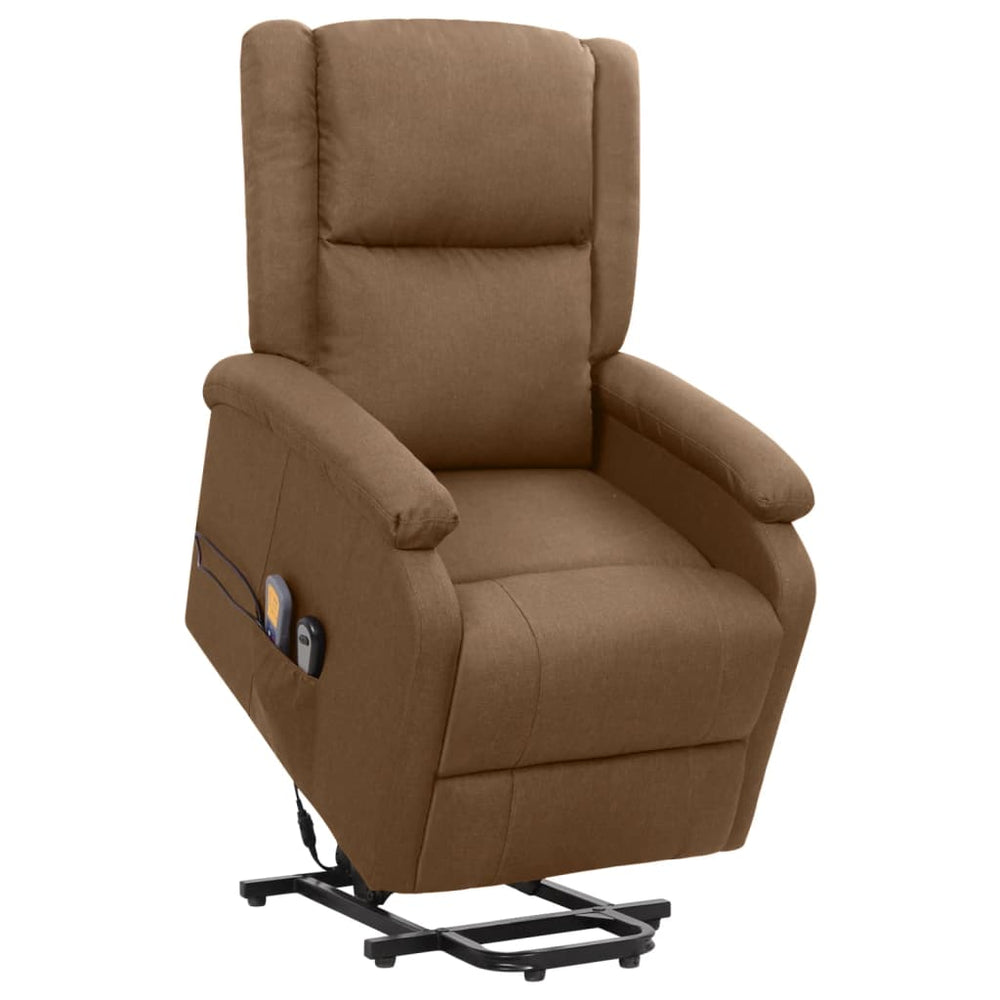 Recliner massage chair, brown, fabric