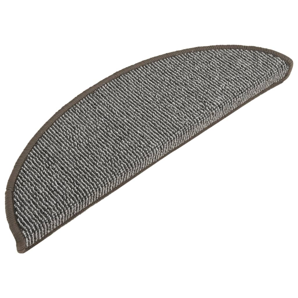 Stair mats, 15 pcs., grey, 56x17x3 cm, semi-circular