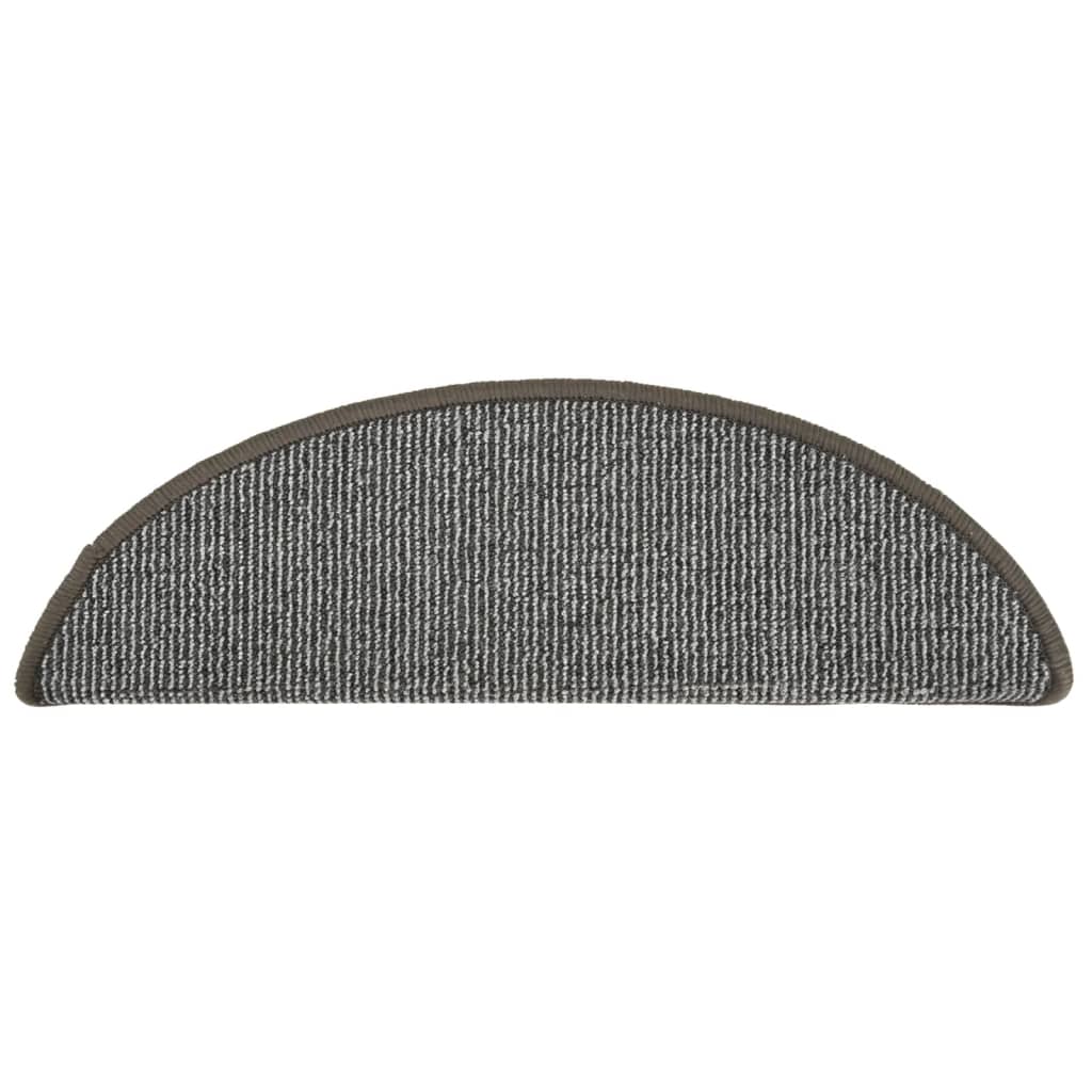 Stair mats, 15 pcs., grey, 56x17x3 cm, semi-circular