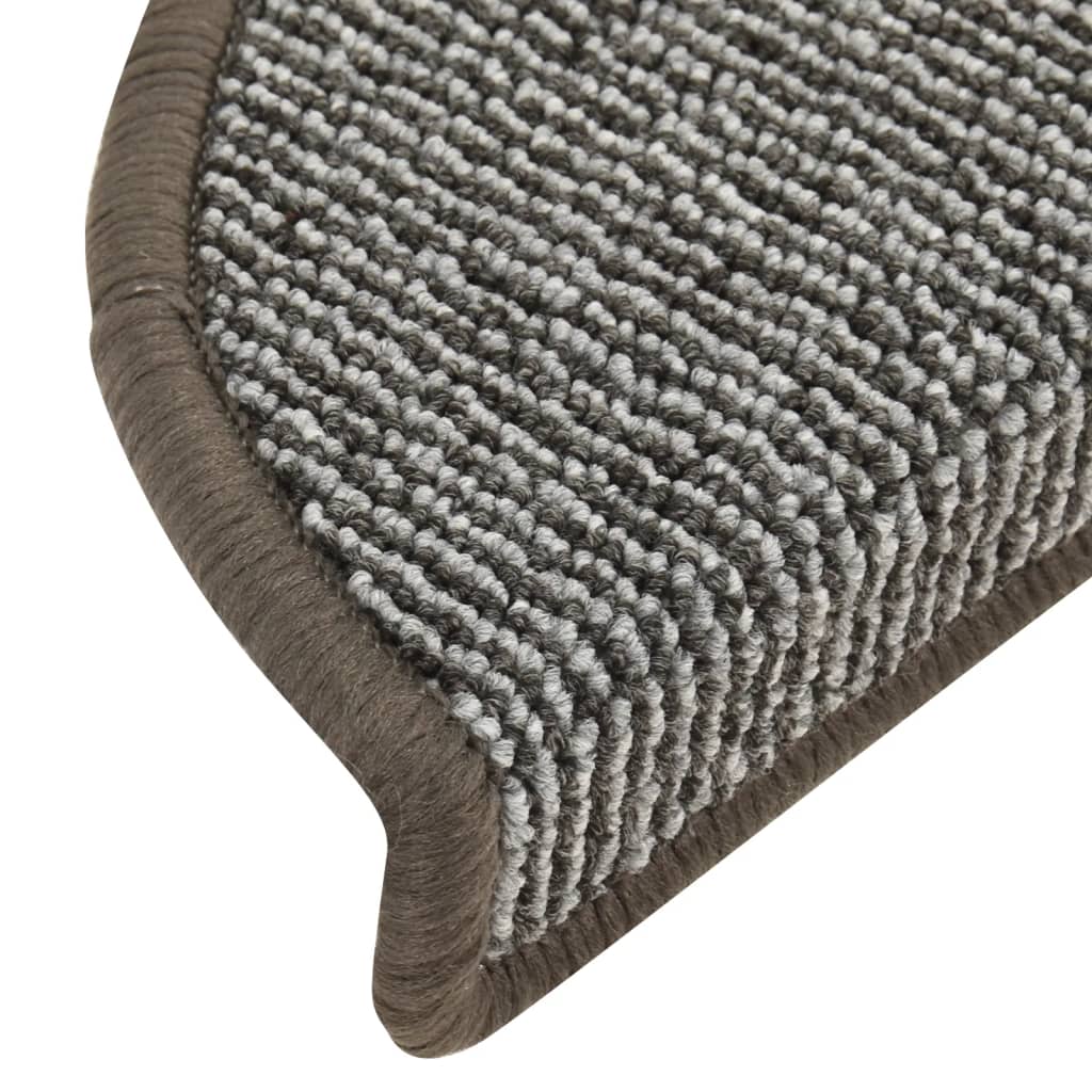 Stair mats, 15 pcs., grey, 56x17x3 cm, semi-circular