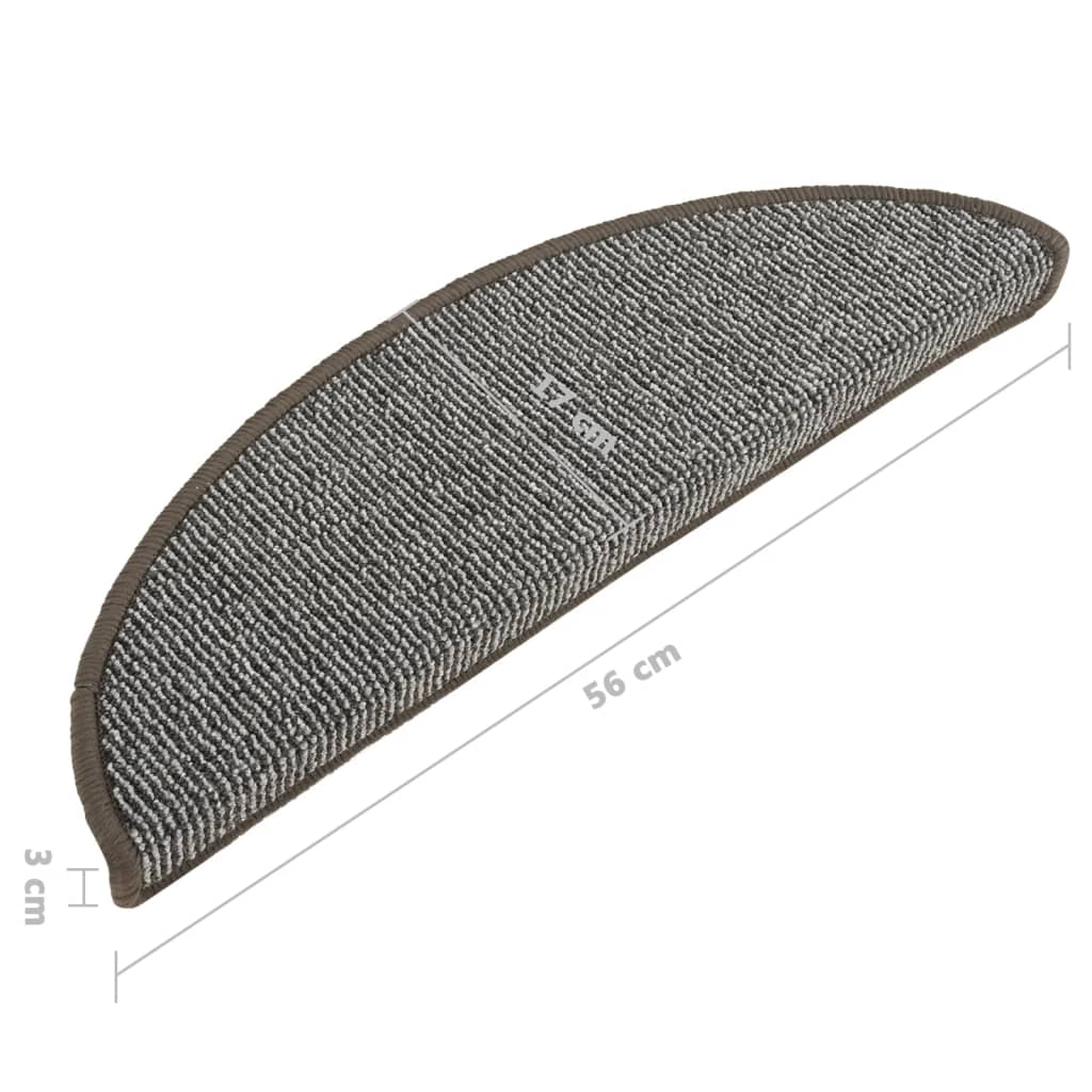 Stair mats, 15 pcs., grey, 56x17x3 cm, semi-circular