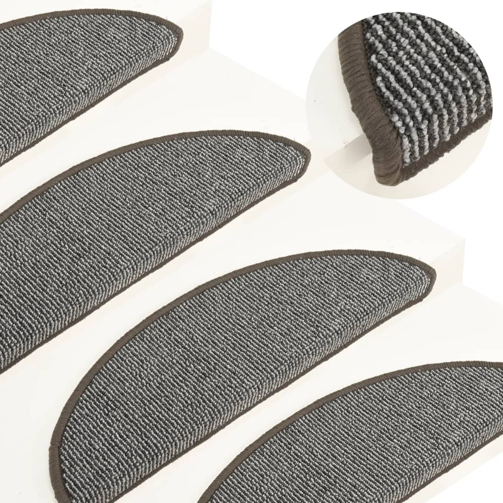 Stair mats, 15 pcs., grey, 56x17x3 cm, semi-circular
