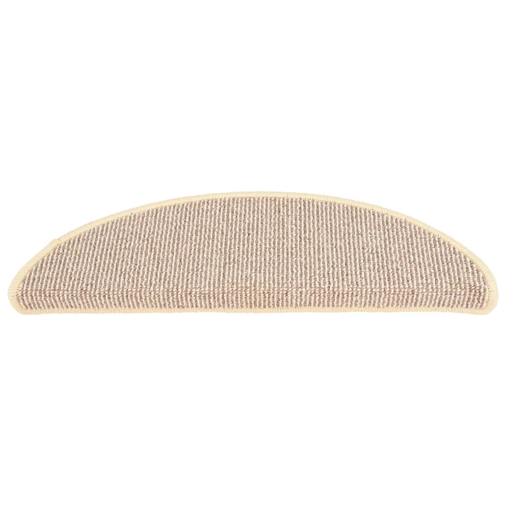 Kāpņu paklājiņi, 15 gab., 56x17x3 cm, balti un brūni, pusapaļi