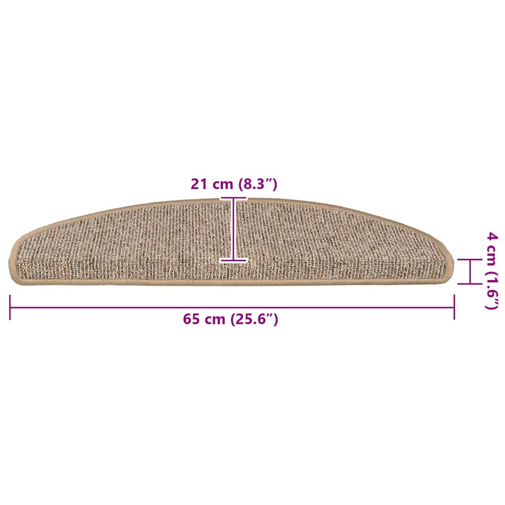 Stair Mats, 15 pcs, 65x21x4 cm, Brown, Semicircular, Large