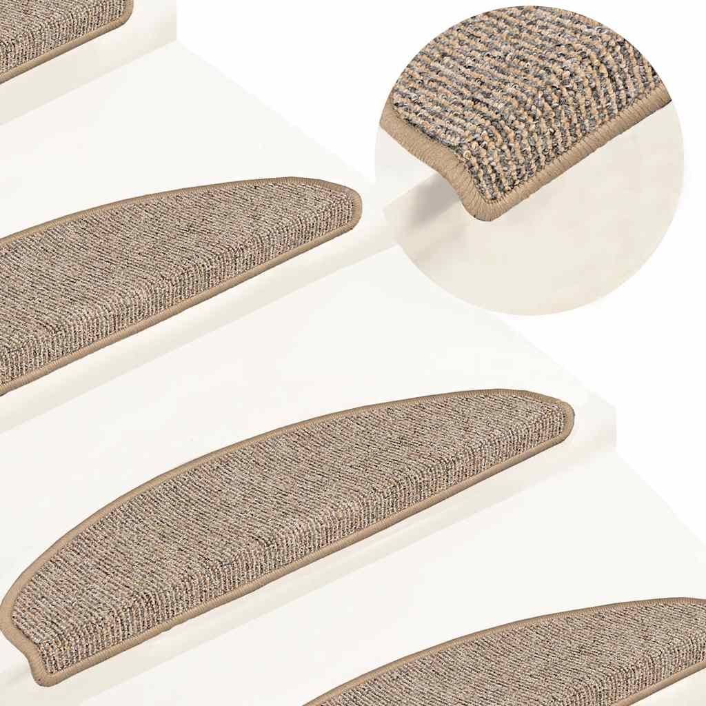 Stair Mats, 15 pcs, 65x21x4 cm, Brown, Semicircular, Large