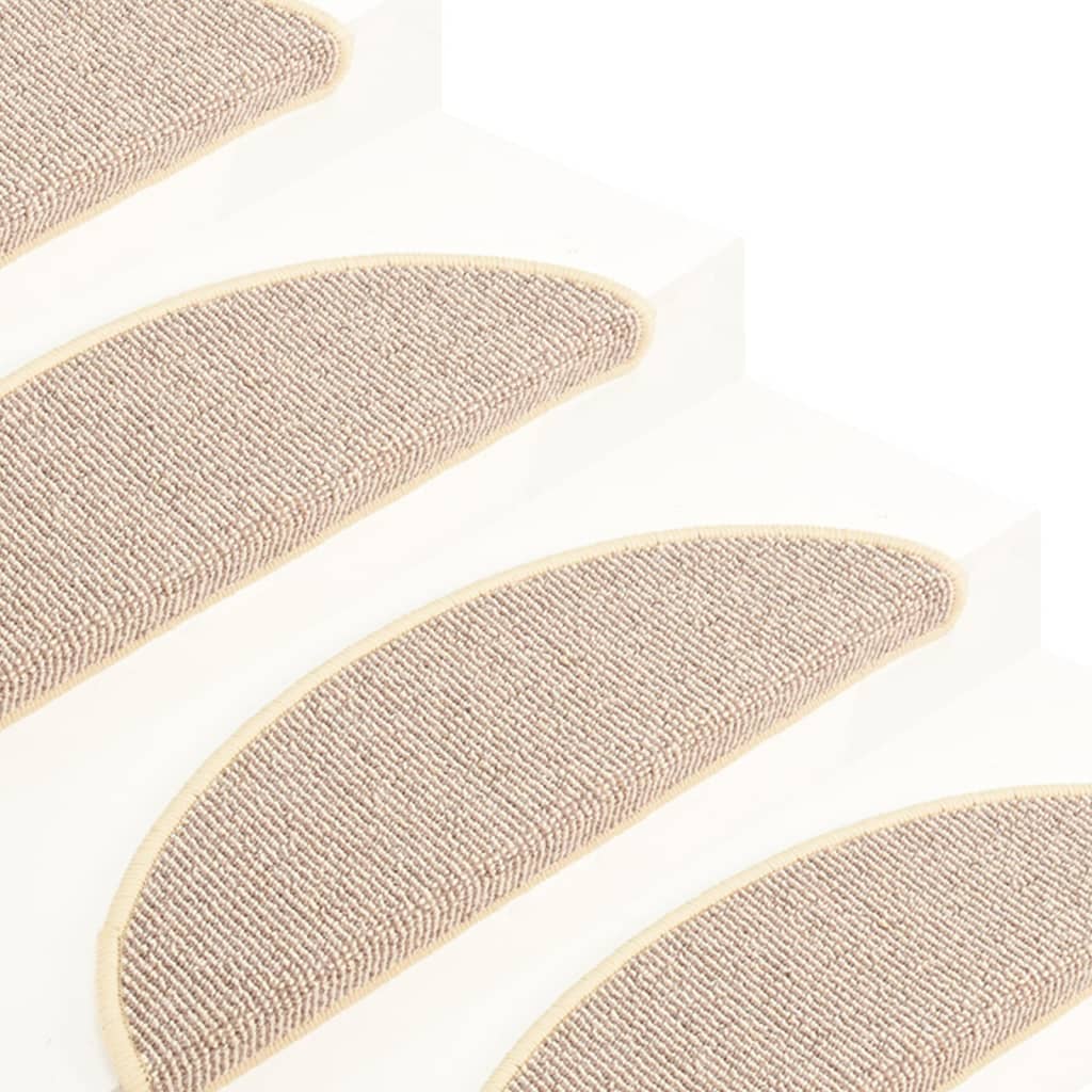Stair Mats, 15 pcs, 65x21x4 cm, White and Brown, Semi-circular, Large