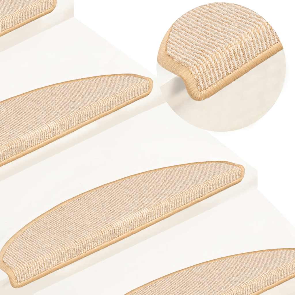 Stair Mats, 15 pcs, 65x21x4 cm, White and Brown, Semi-circular, Large