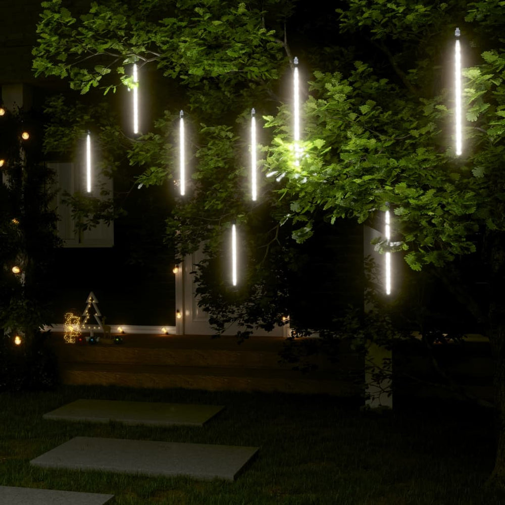 Girlianda meteorų lietus, 8vnt., 30cm, 192 šaltos baltos LED