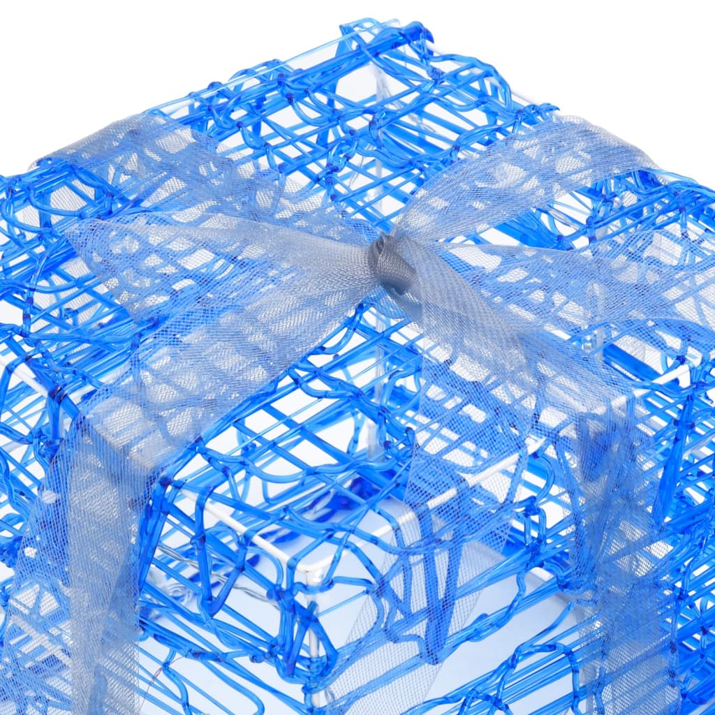 Kalėdų dekoracija dovanų dėžutės PINE, 3vnt., šaltos baltos, akrilas