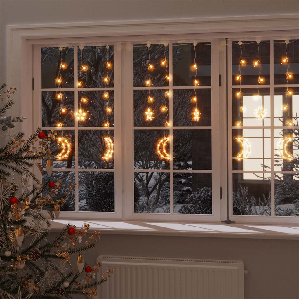 Girlianda žvaigždės ir mėnuliai PINE, 138 šiltos baltos LED lemputės
