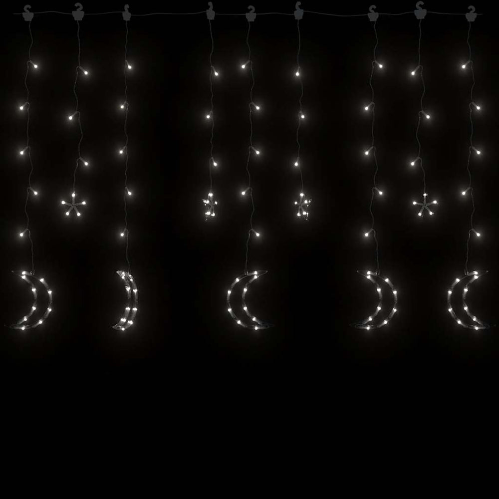 Star and moon garland, 138 cold white LED lights