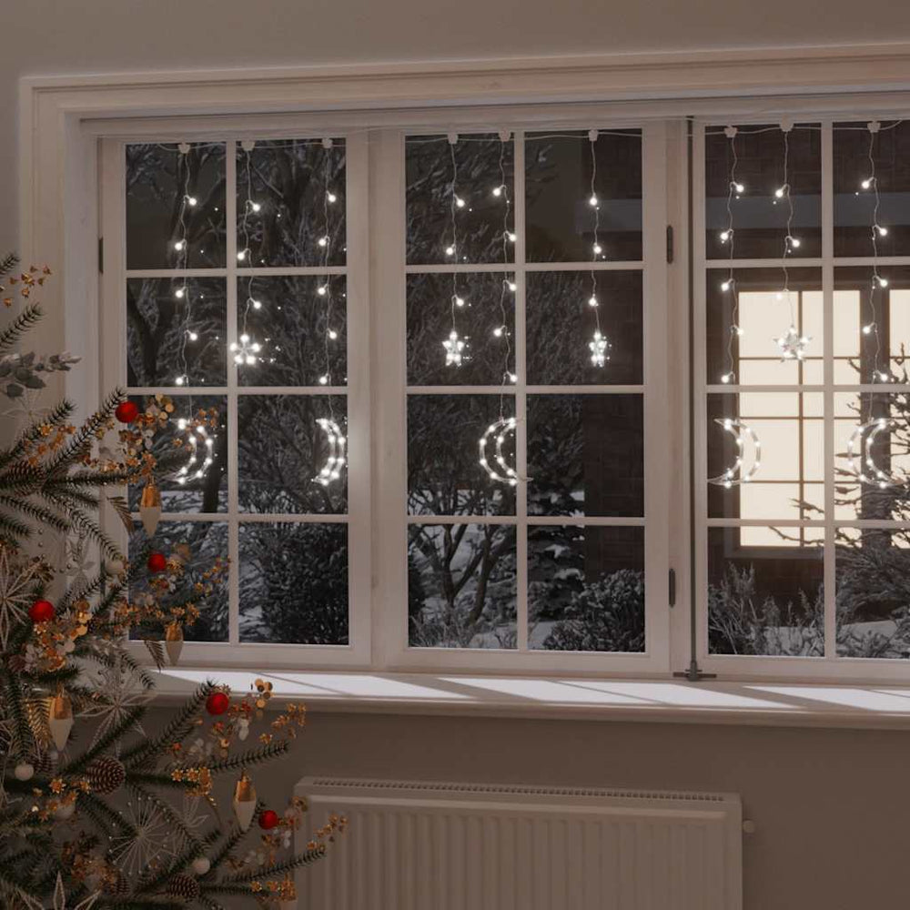 Star and moon garland, 138 cold white LED lights