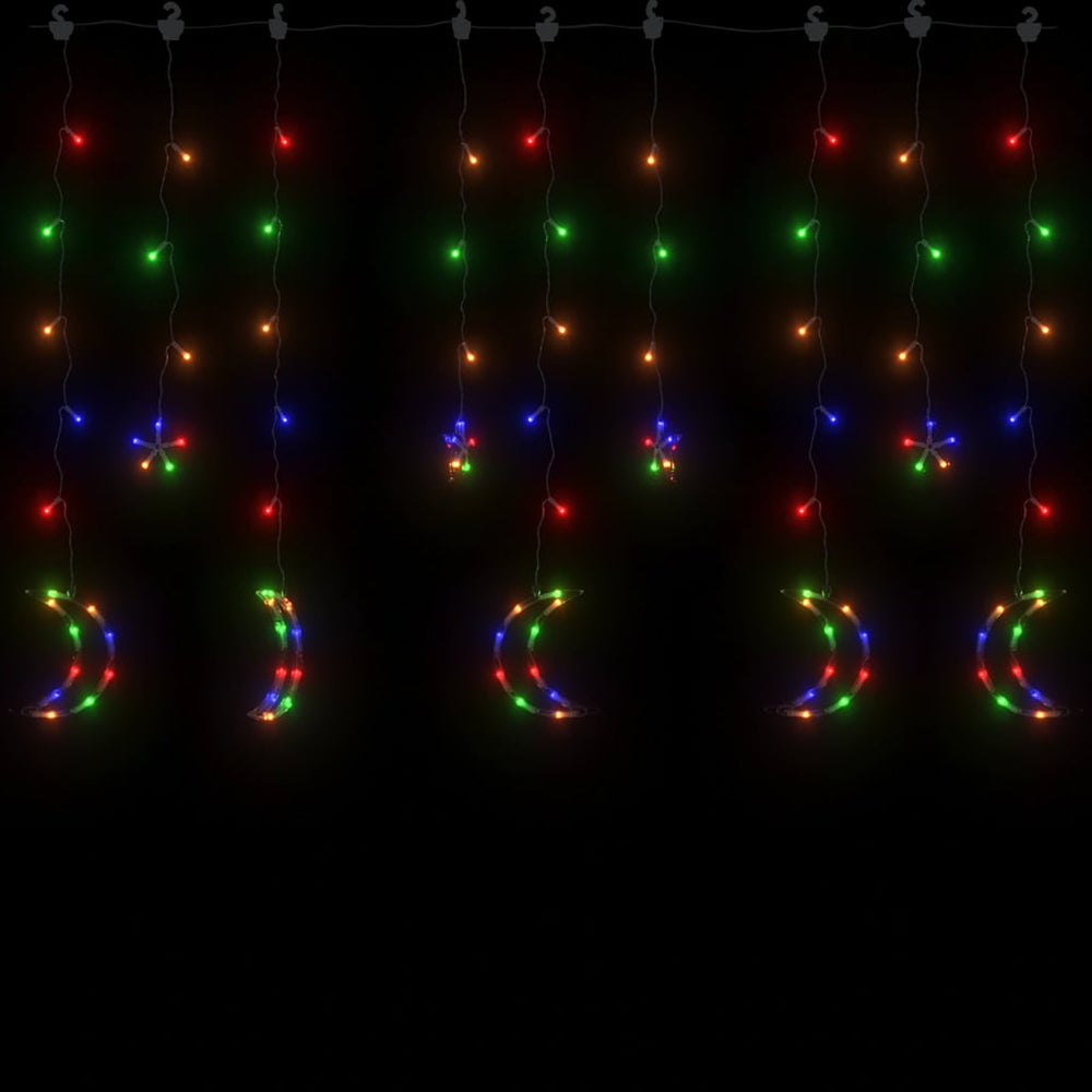 Garland stars and moons, 138 colorful LED lights